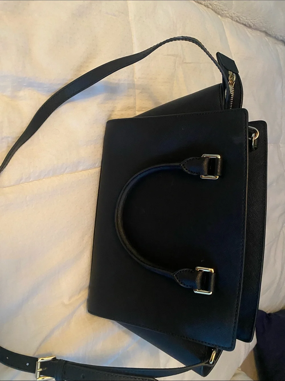 Michael Kors Black Saffiano Satchel with Gold Logo